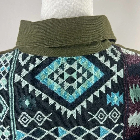 Beautiful Stories Anthropologie Inika Olive Green Utility Jacket S Embroidered - Picture 12 of 16